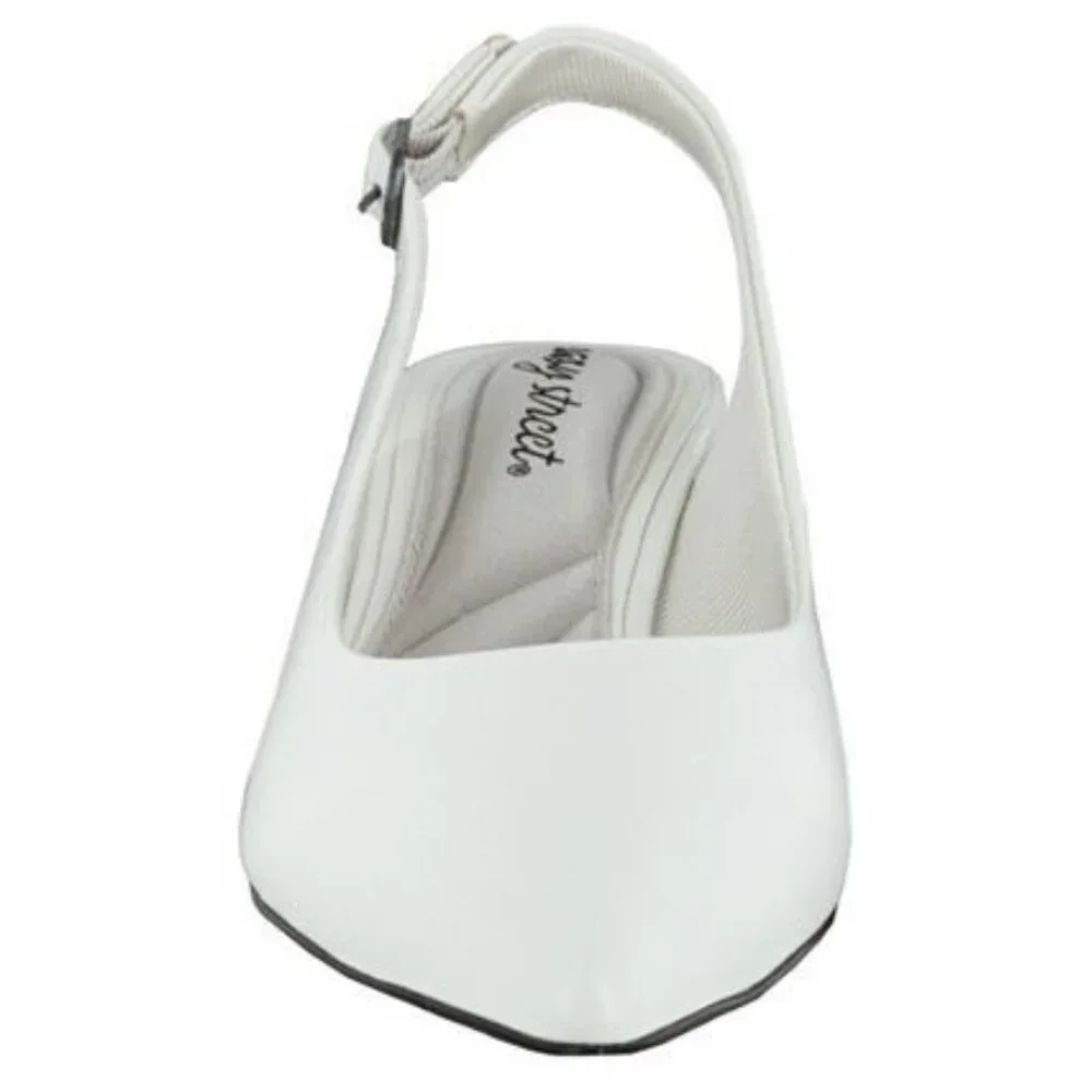 EASY STREET Faye Slingback Kitten-Heel Pumps White Size 8.5W - Picture 3 of 8